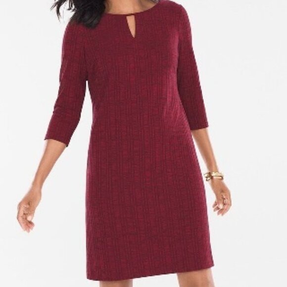 Chico's Heathered Rib-Detail dress with keyhole‎ front women's Sz 1 (M/8) - Picture 1 of 11